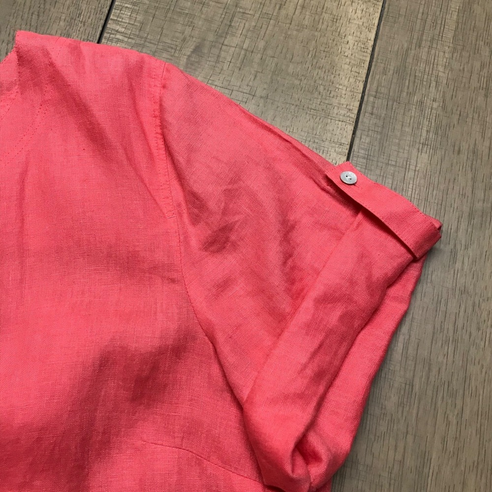 J. Jill Love Linen Shift Dress Womens Size XL Pink Short Sleeve V-Neck Summer - Picture 4 of 12